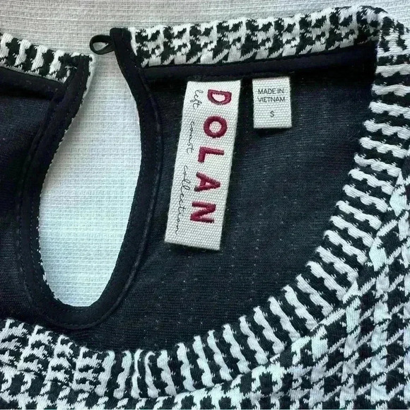 Anthropologie Dolan Callan Ruffled Tank Sleeveless Black White small houndstooth - Picture 11 of 14